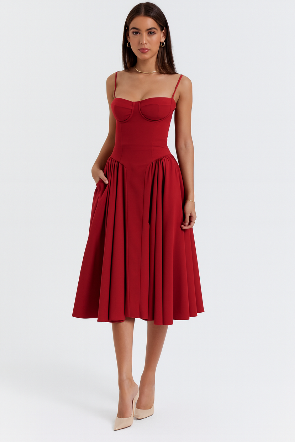 Ivy Women's Cocktail Dress | Structured Corset Design, Midi Length 5