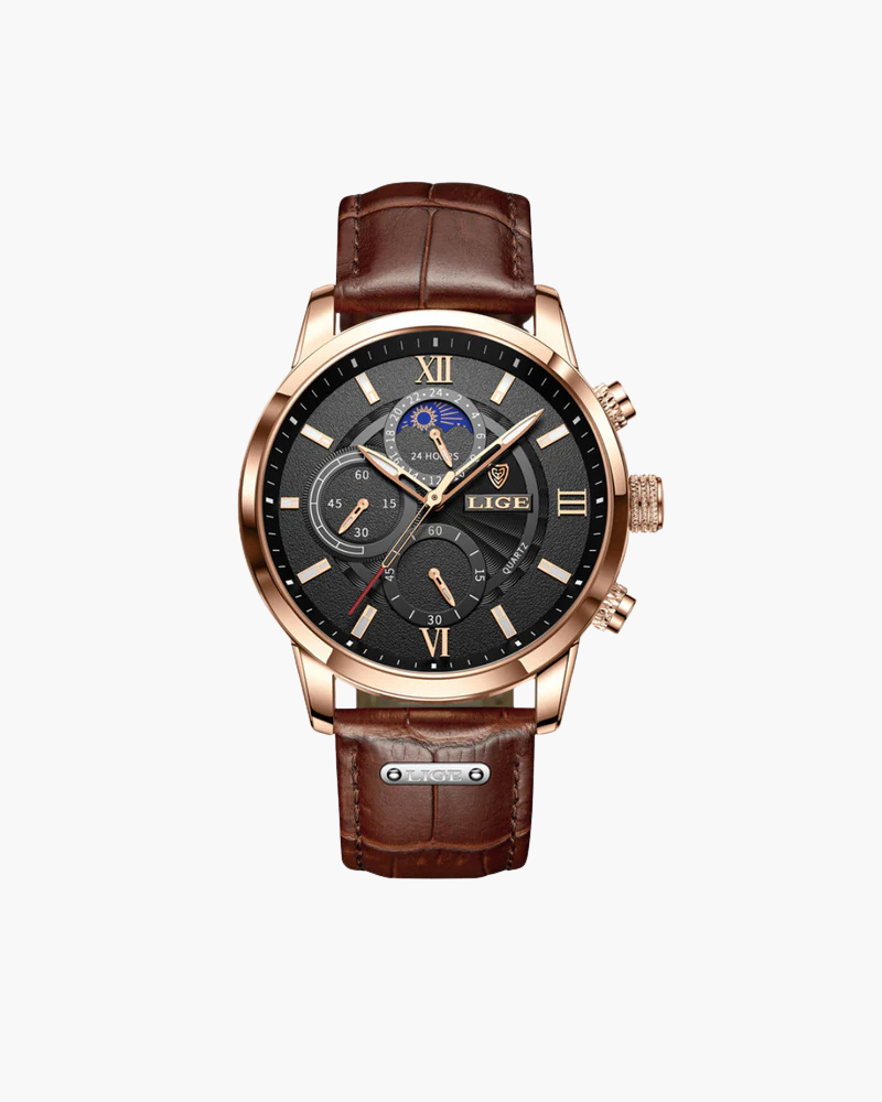 Lugano Men's Watch | Waterproof, Adjustable Leather Strap 1