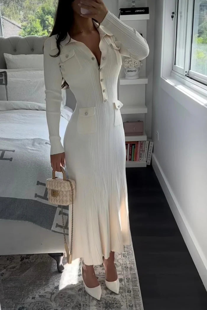 Luna Women's Midi Dress | Ribbed Knit with Diamanté Accents 0