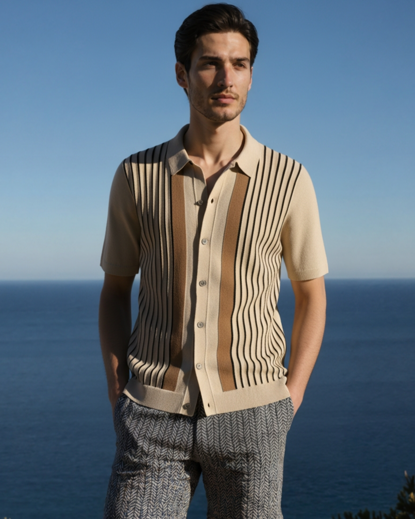Monte Carlo Knit Polo – Stylish Vertical Stripes for Effortless Comfort 2