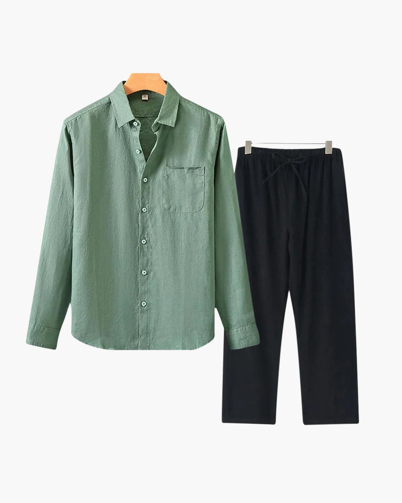 Olin Men's Long Sleeve T-Shirt | Lightweight Linen, Casual 6