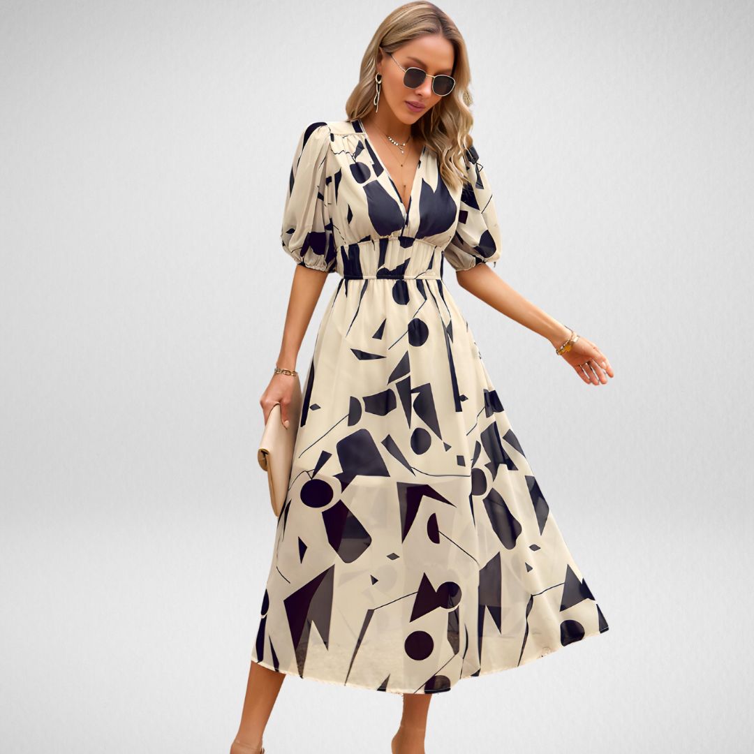 Amelia Women's Midi Dress | Elegant V-Neckline, Versatile Summer Style 1
