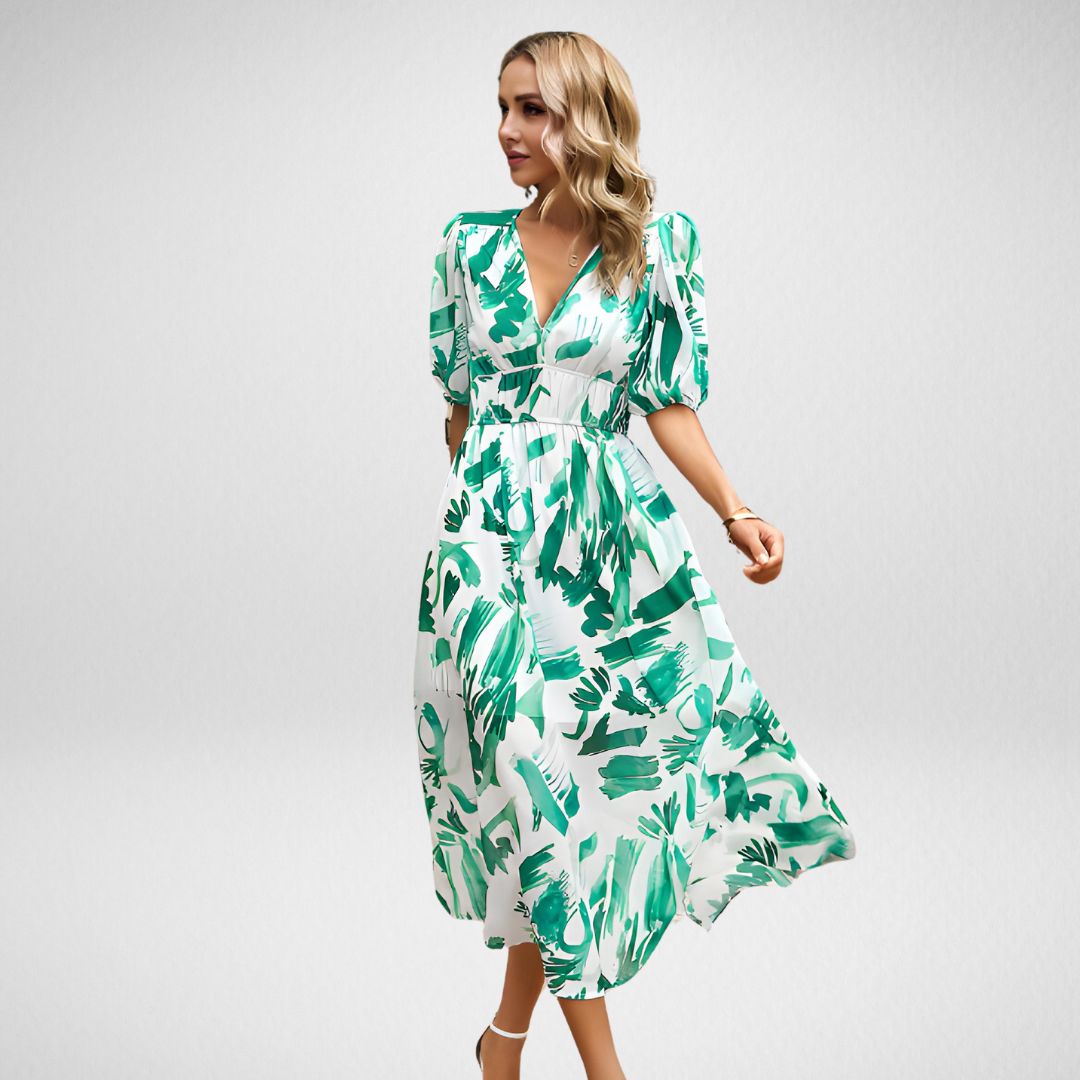 Amelia Women's Midi Dress | Elegant V-Neckline, Versatile Summer Style 4