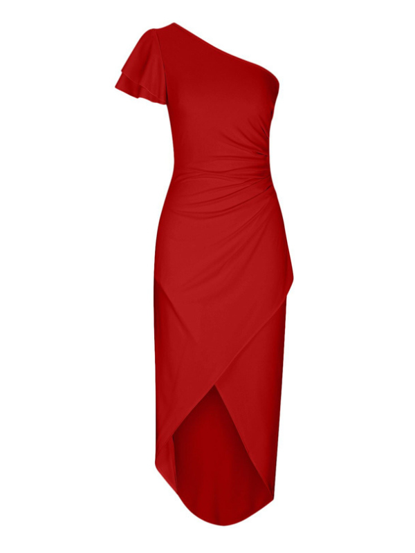 Ava Women's Cocktail Dress | One Shoulder, Ruffle Trim, Elegant 5