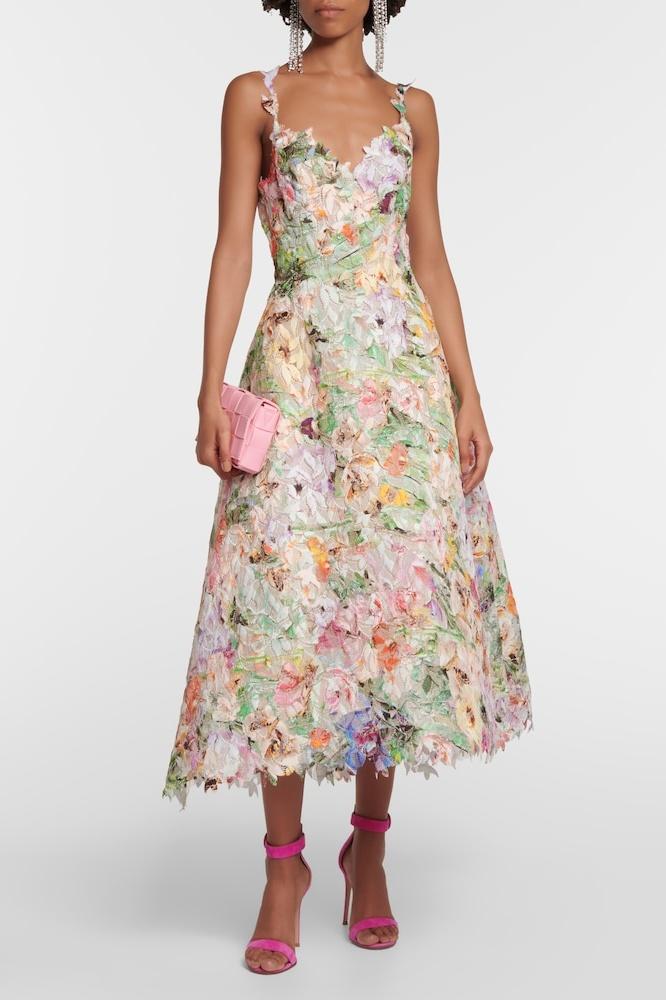 Bella Women's Midi Dress | Floral Embroidery, Lightweight Summer Outfit 0