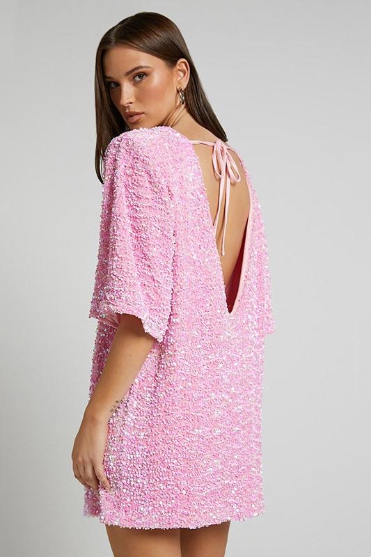 Cleo Women's Mini Dress | Dazzling Sequin, Backless Cocktail Dress 0
