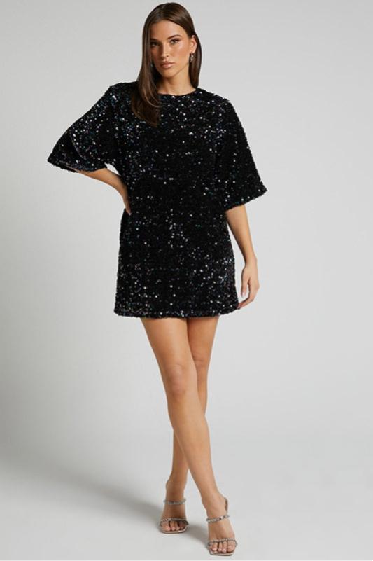 Cleo Women's Mini Dress | Dazzling Sequin, Backless Cocktail Dress 8