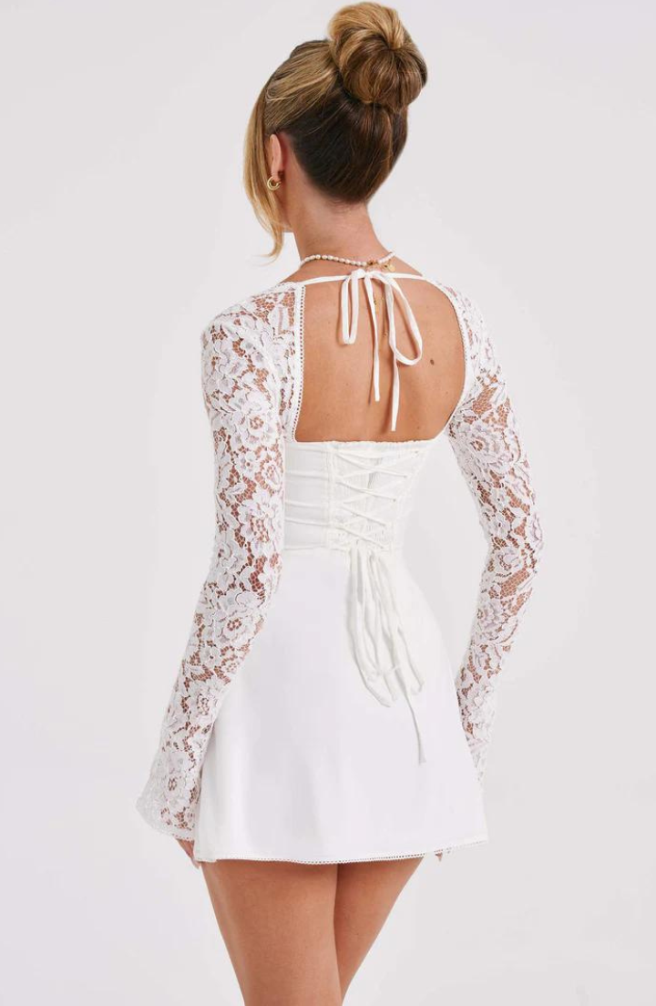 Elysia Women's Mini Dress | Floral Lace with Flared Sleeves, Versatile Summer Style 4