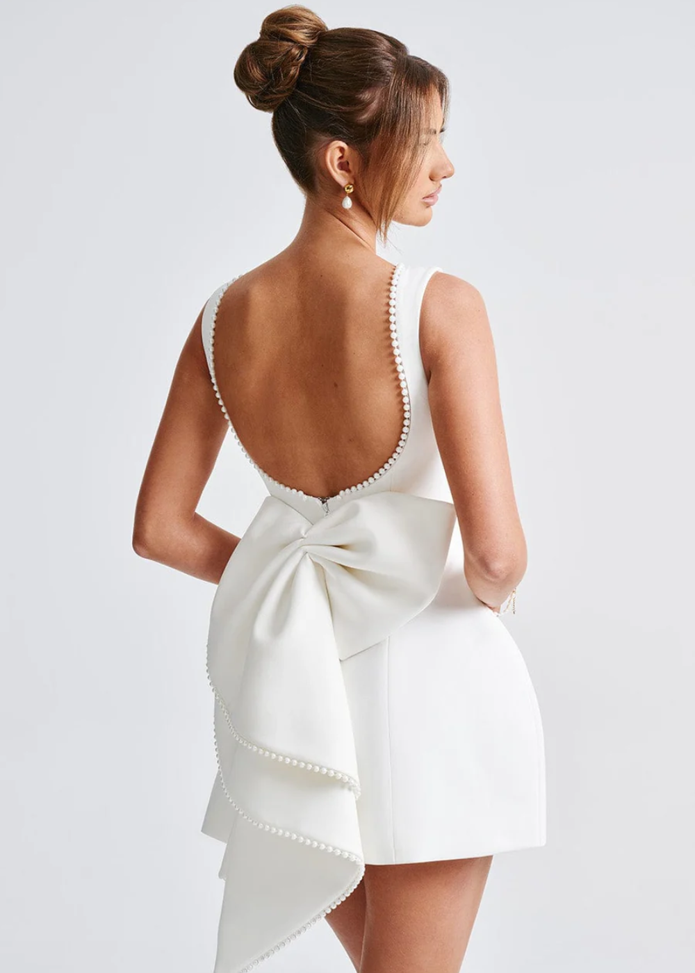 Elysian Women's Mini Dress | Pearl Embellished, Elegant Cocktail Dress 0