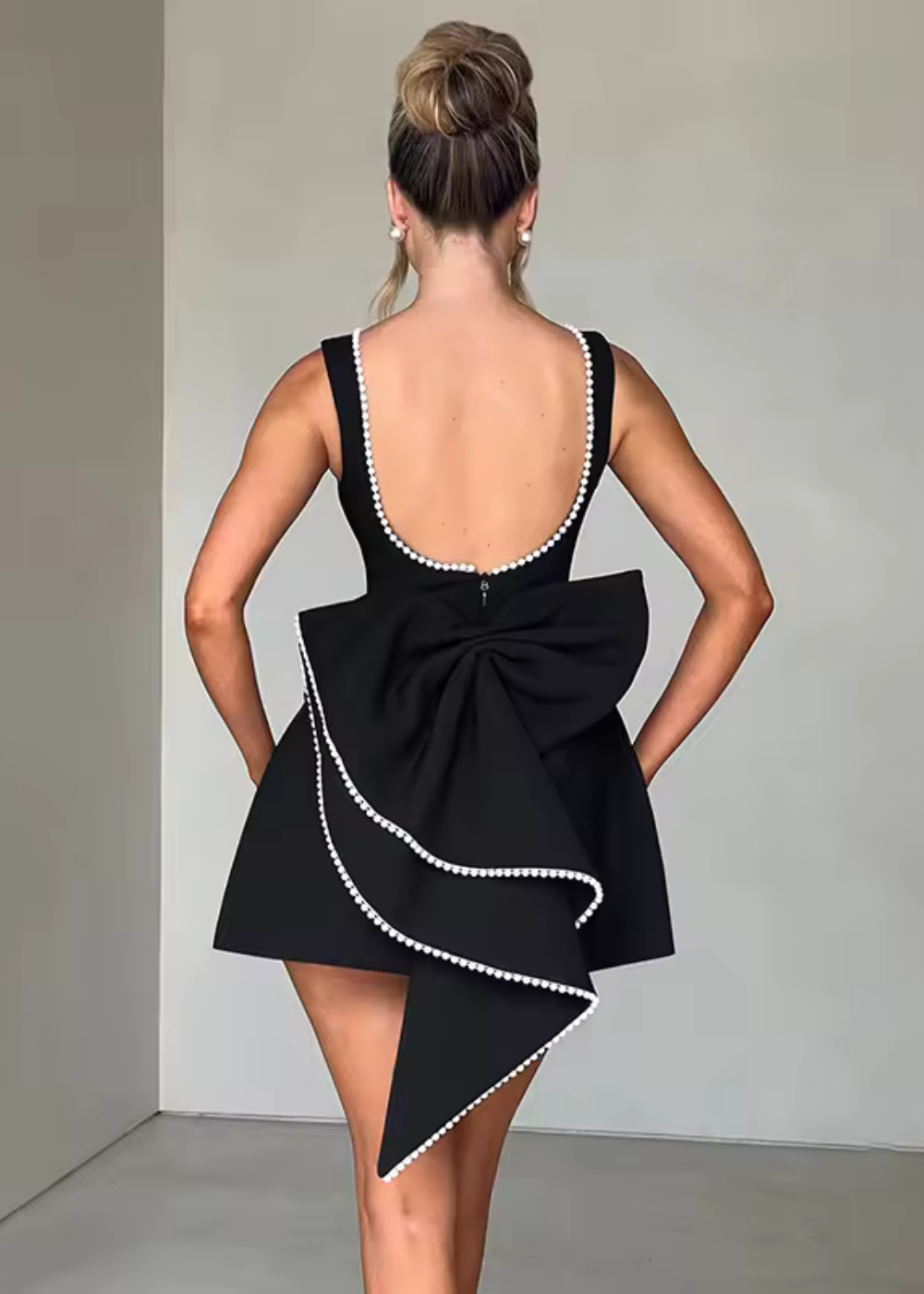 Elysian Women's Mini Dress | Pearl Embellished, Elegant Cocktail Dress 6