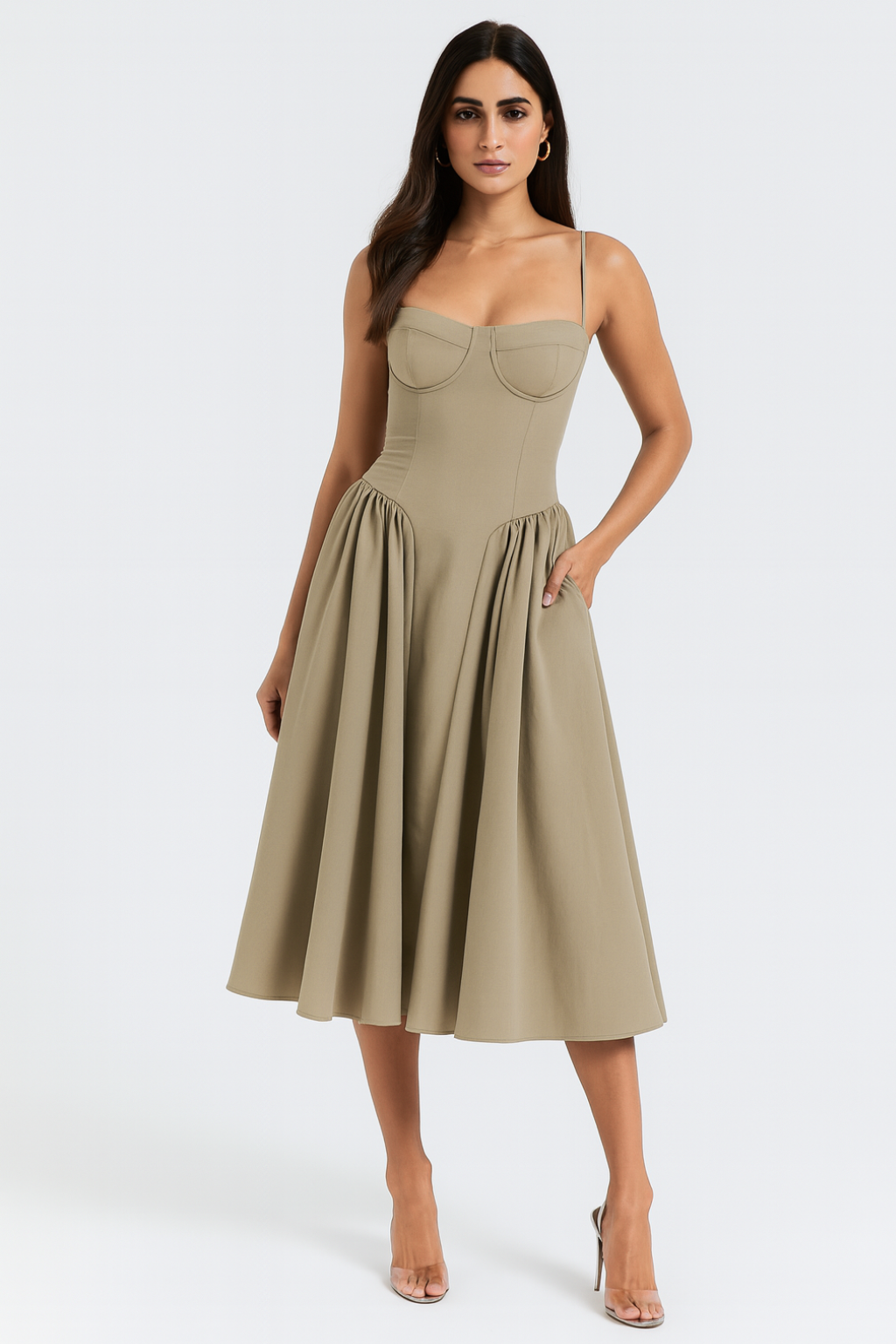 Ivy Women's Cocktail Dress | Structured Corset Design, Midi Length 10