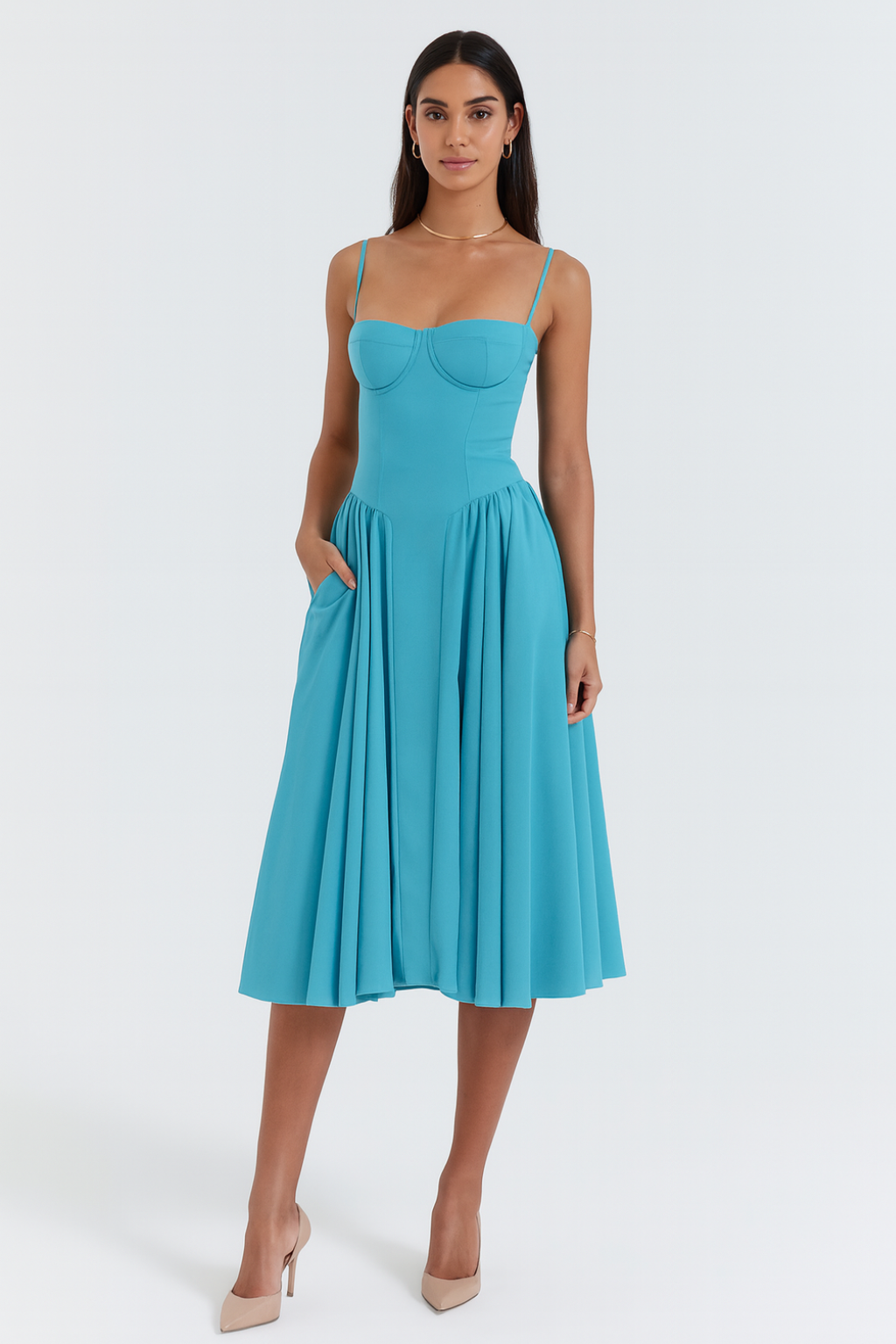 Ivy Women's Cocktail Dress | Structured Corset Design, Midi Length 11