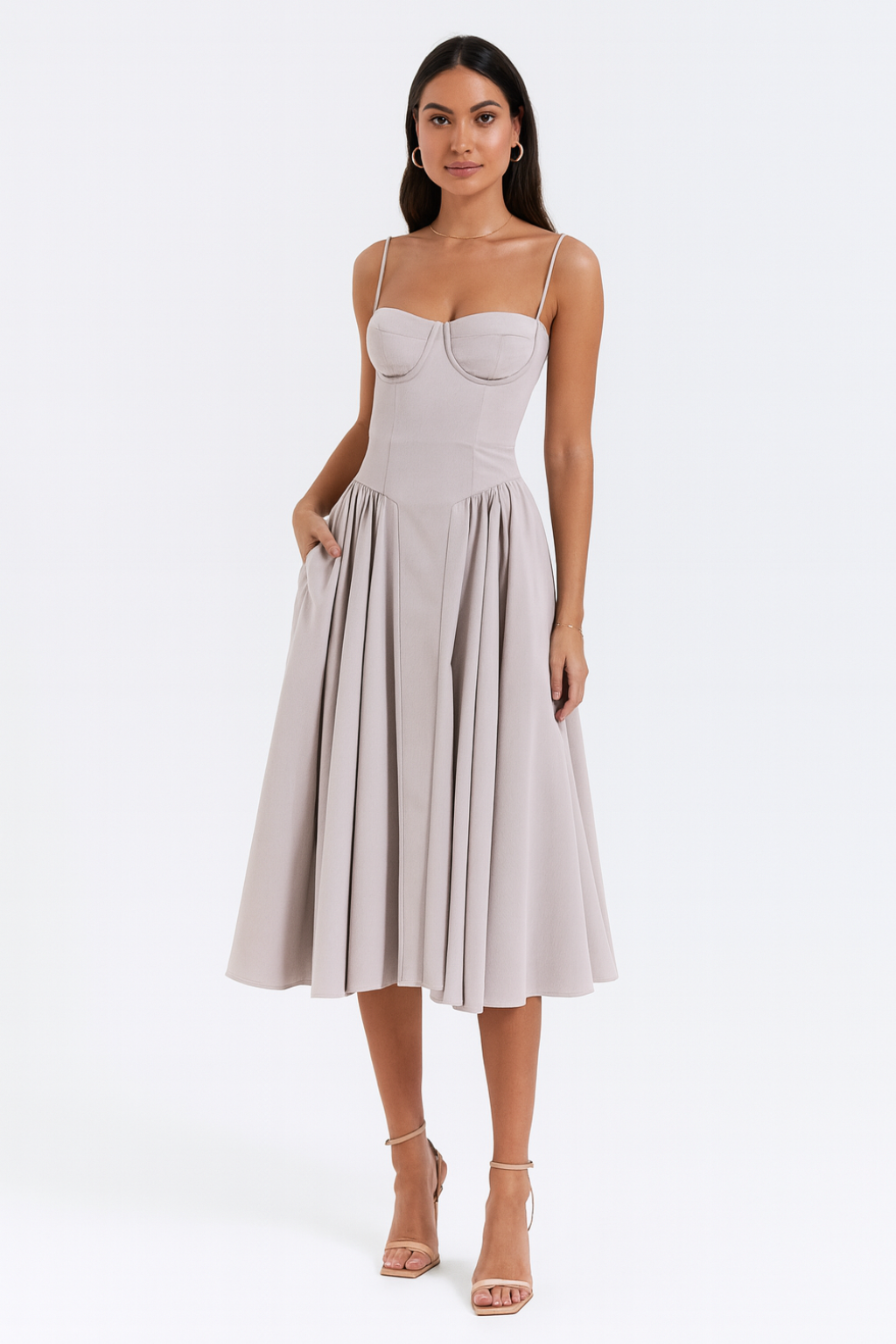Ivy Women's Cocktail Dress | Structured Corset Design, Midi Length 12