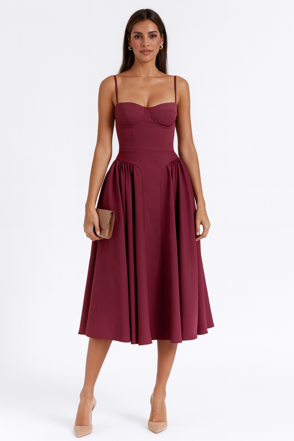 Ivy Women's Cocktail Dress | Structured Corset Design, Midi Length 13
