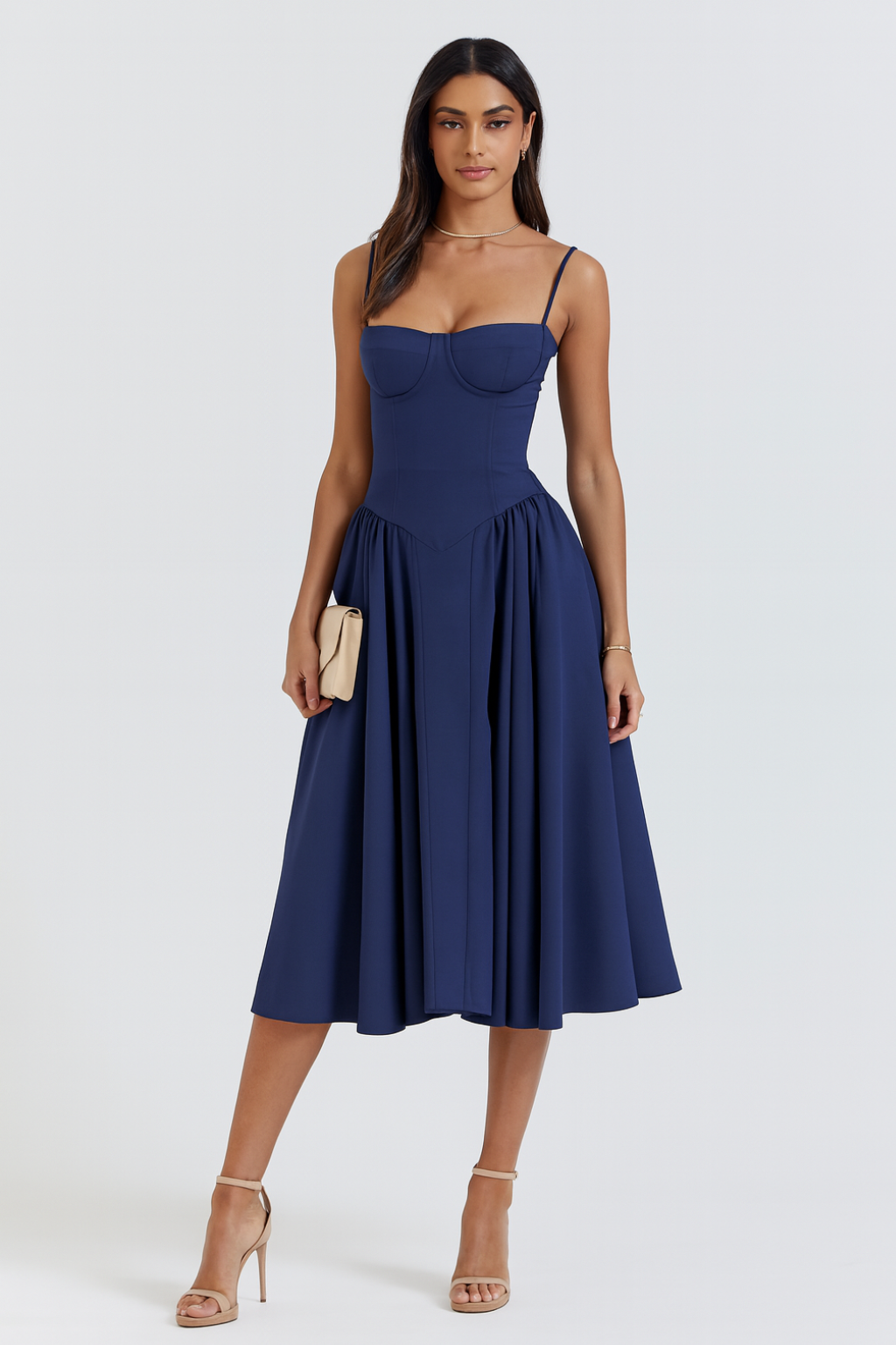 Ivy Women's Cocktail Dress | Structured Corset Design, Midi Length 4