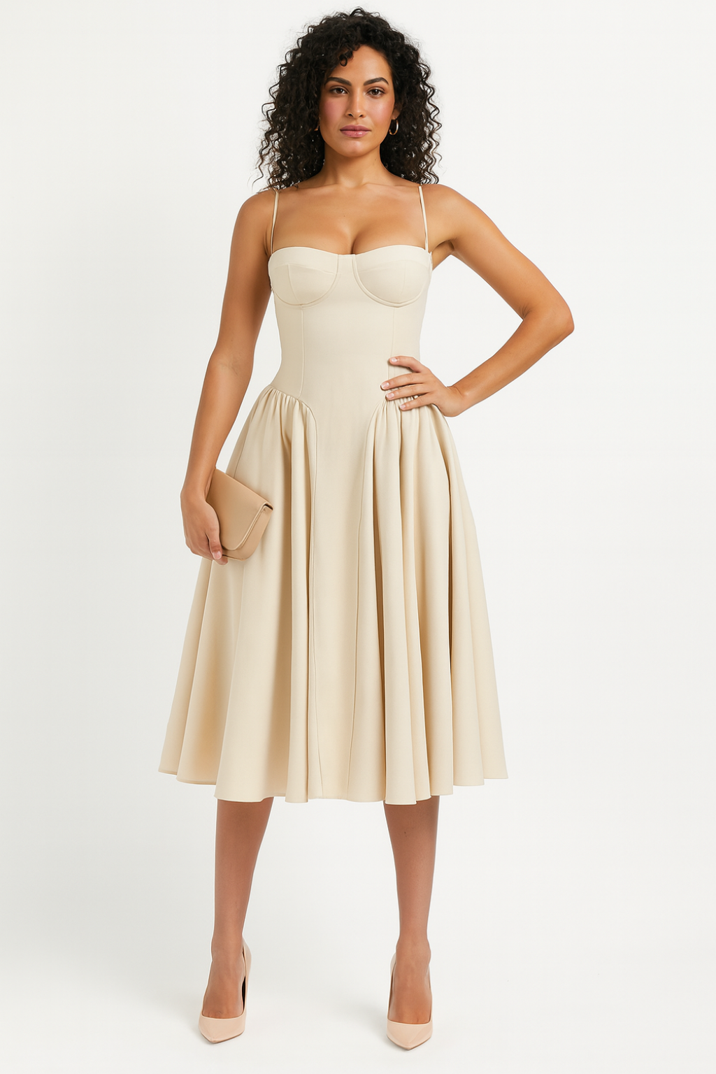 Ivy Women's Cocktail Dress | Structured Corset Design, Midi Length 7