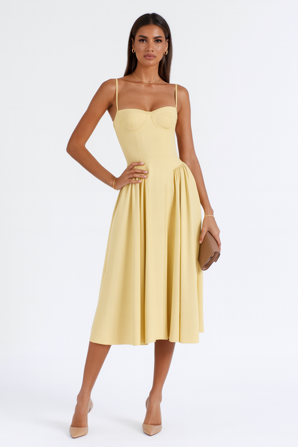 Ivy Women's Cocktail Dress | Structured Corset Design, Midi Length 8