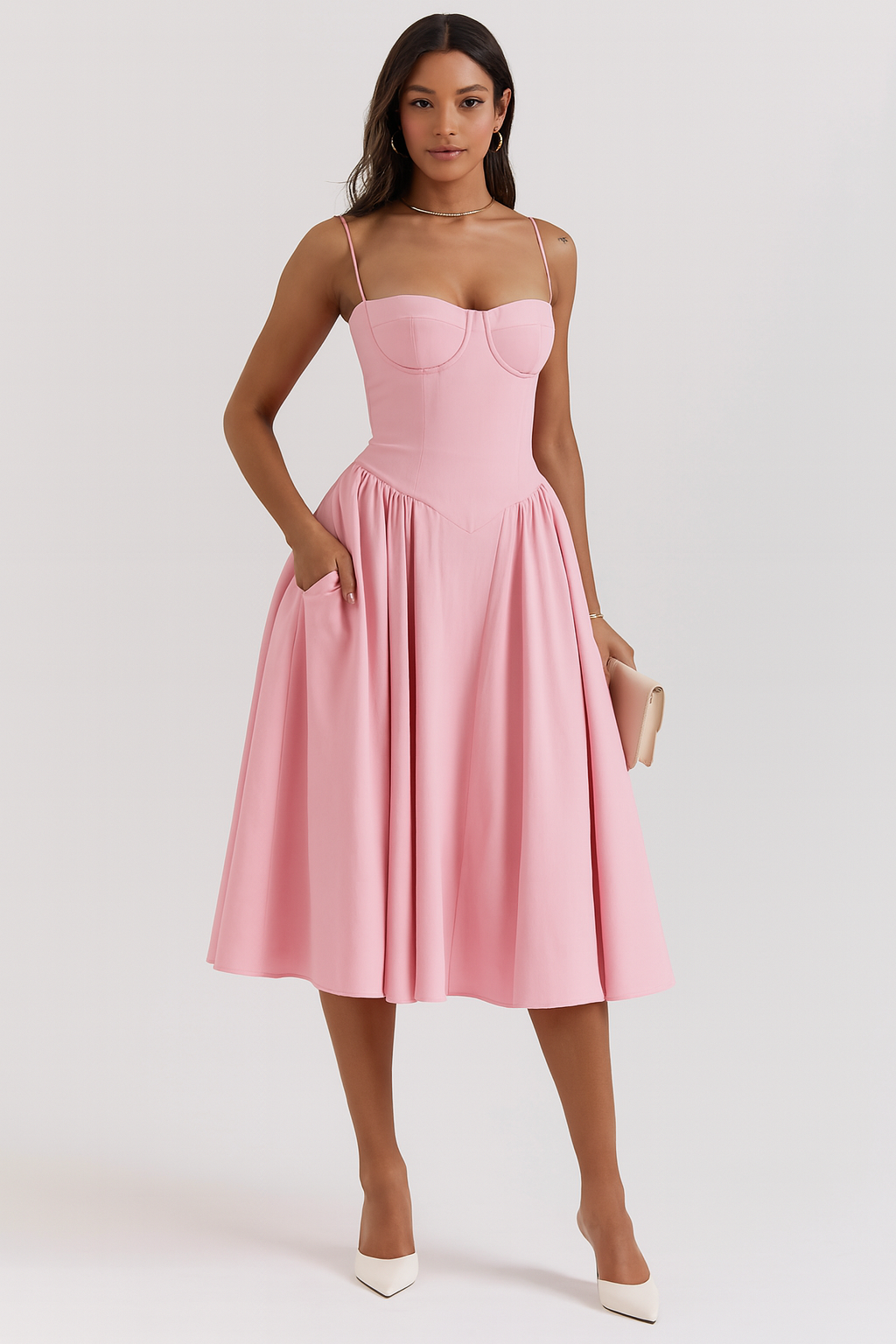 Ivy Women's Cocktail Dress | Structured Corset Design, Midi Length 9