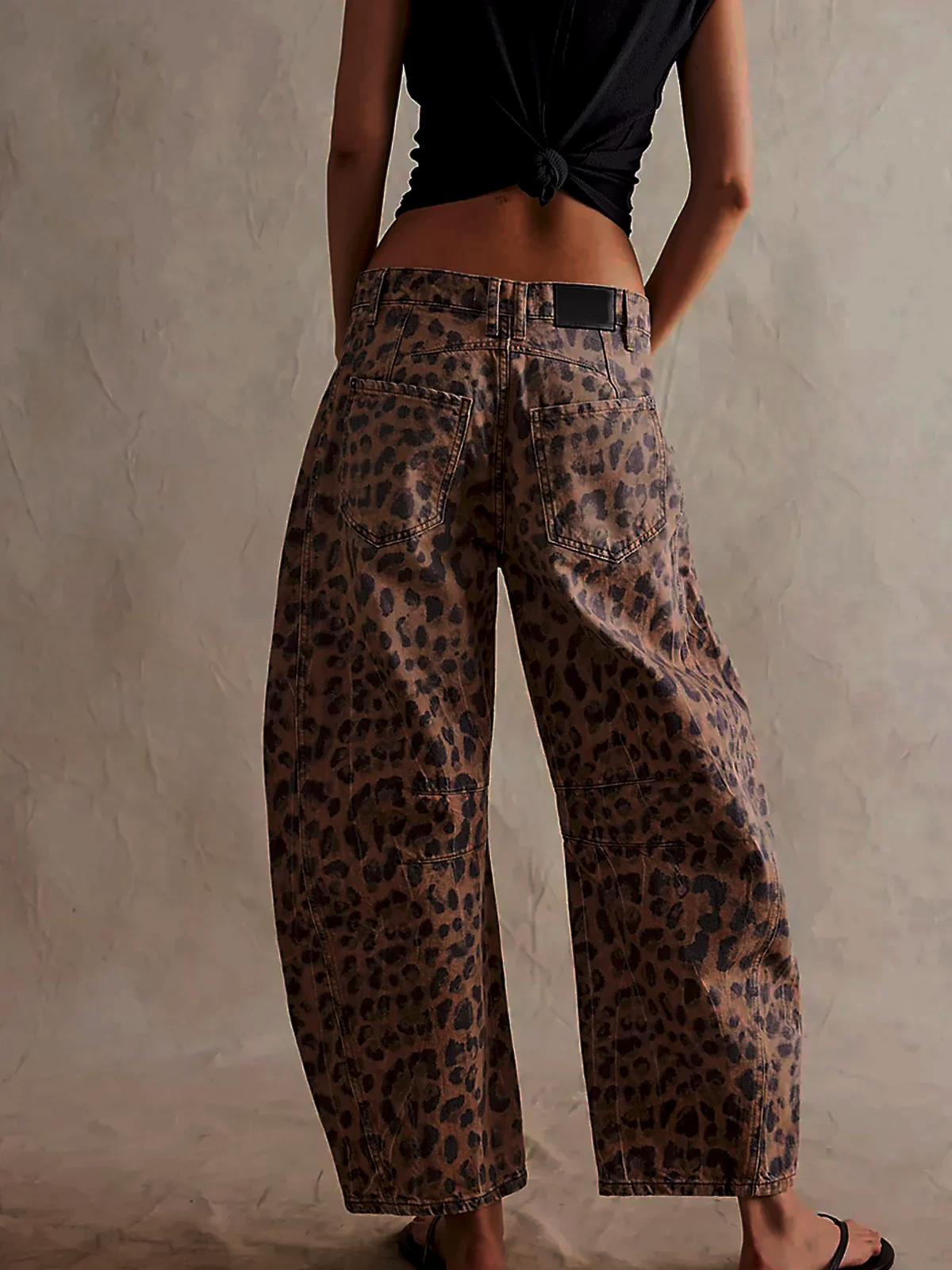 Lila Women's Wide Leg Jeans | Mid-Rise, Leopard Print 2