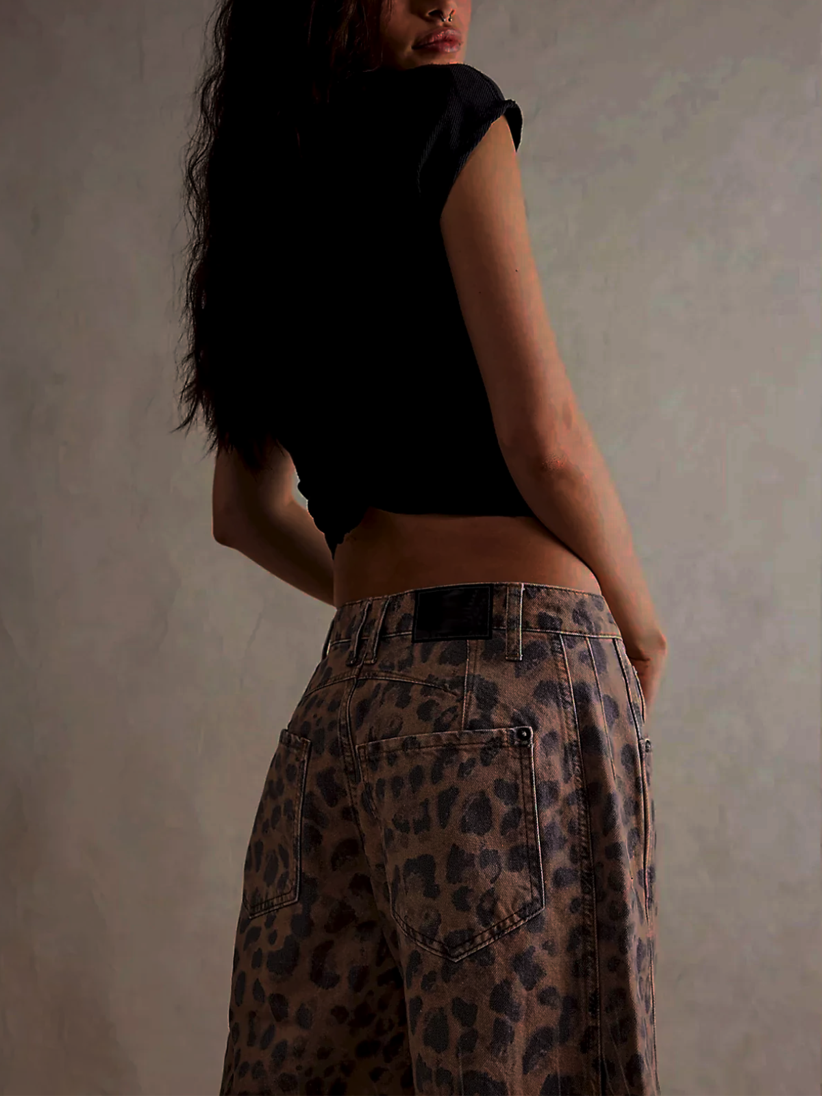 Lila Women's Wide Leg Jeans | Mid-Rise, Leopard Print 3