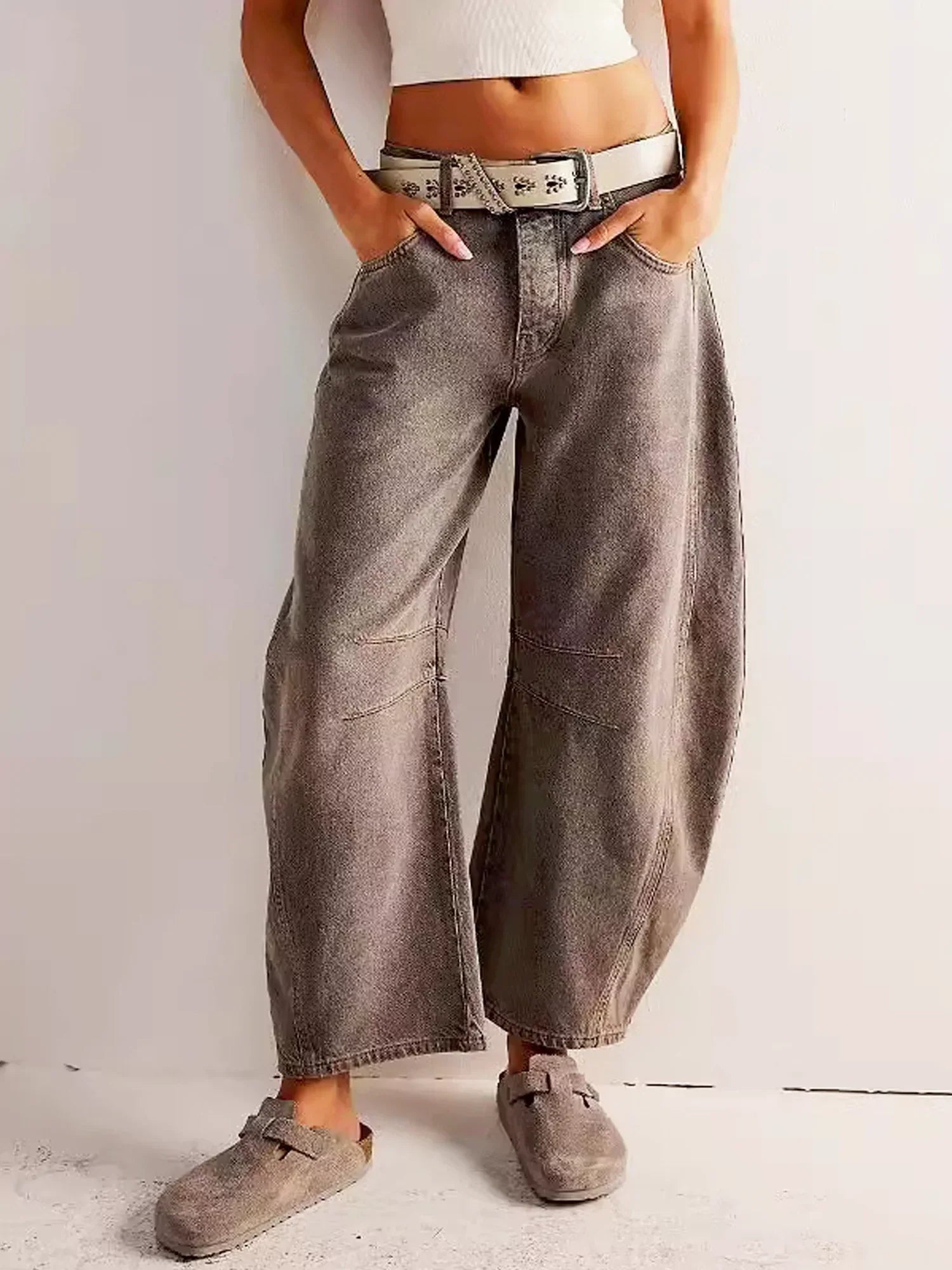 Lila Women's Wide Leg Jeans | Mid-Rise, Leopard Print 6