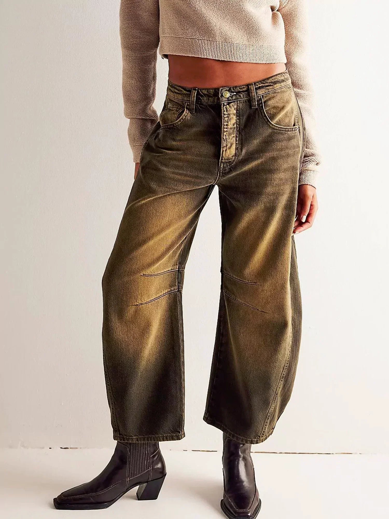 Lila Women's Wide Leg Jeans | Mid-Rise, Leopard Print 7