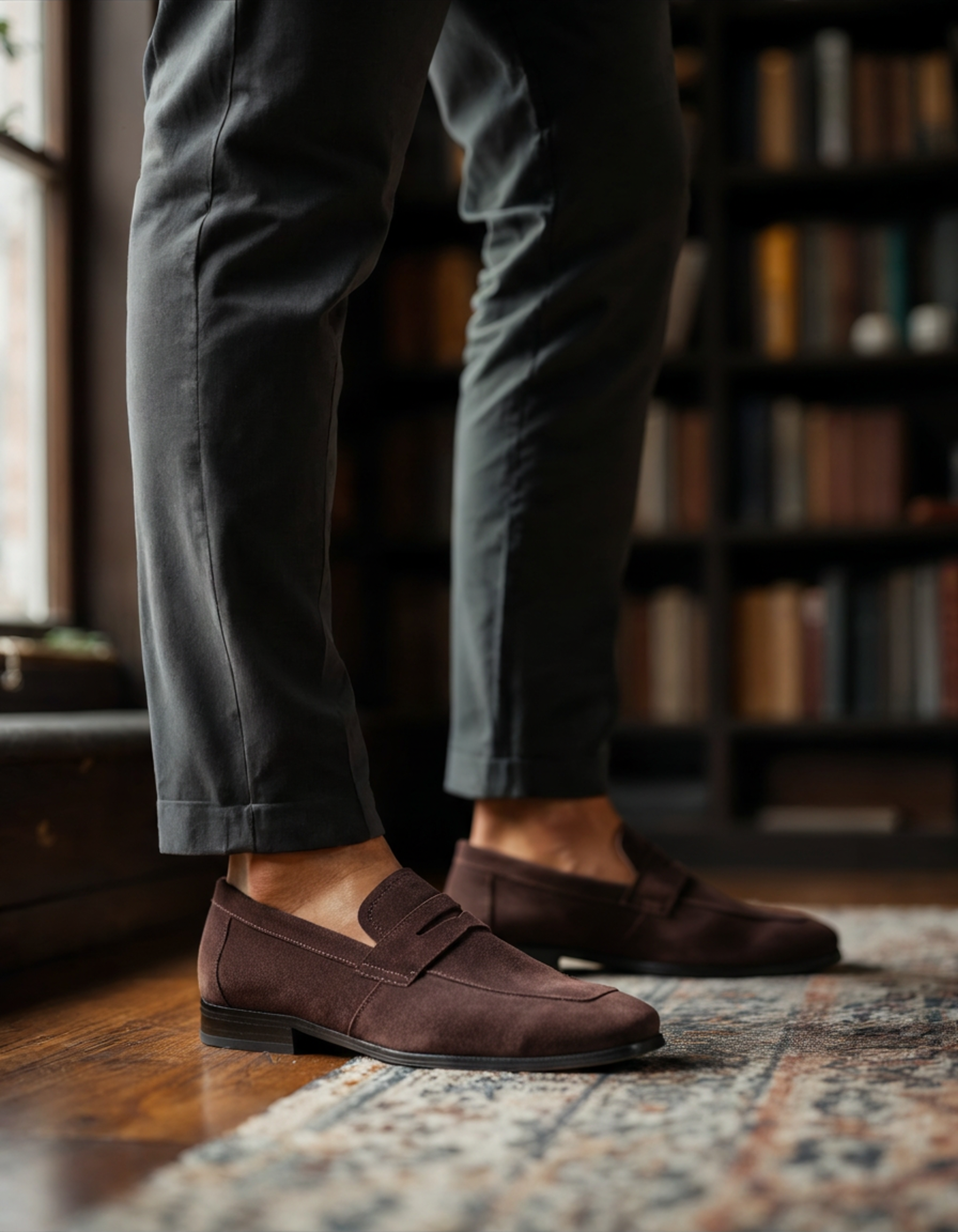 Oasis Men's Penny Loafers | Soft Calf Suede, Elegant Slip-On Shoes 4