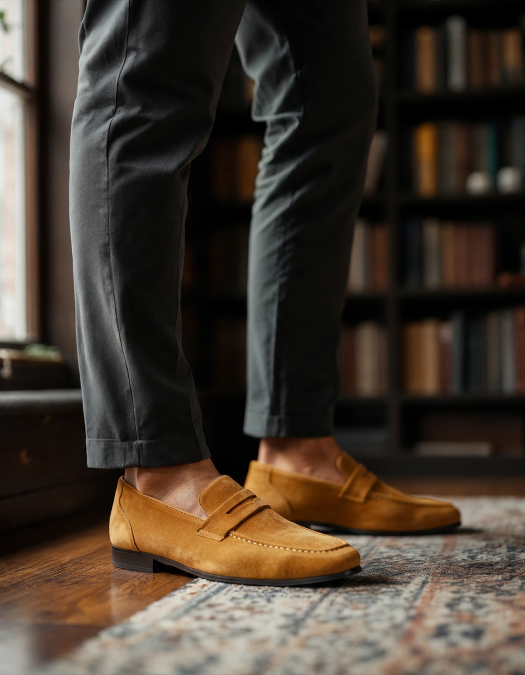 Oasis Men's Penny Loafers | Soft Calf Suede, Elegant Slip-On Shoes 6