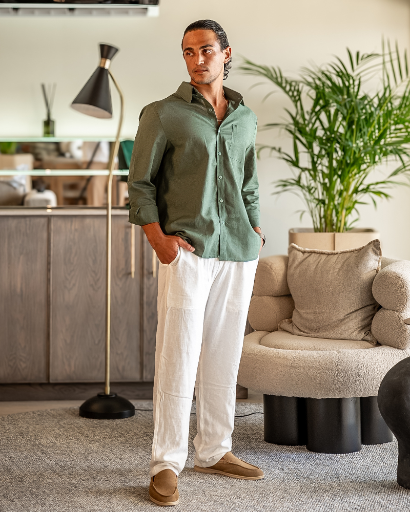 Olin Men's Long Sleeve T-Shirt | Lightweight Linen, Casual 1