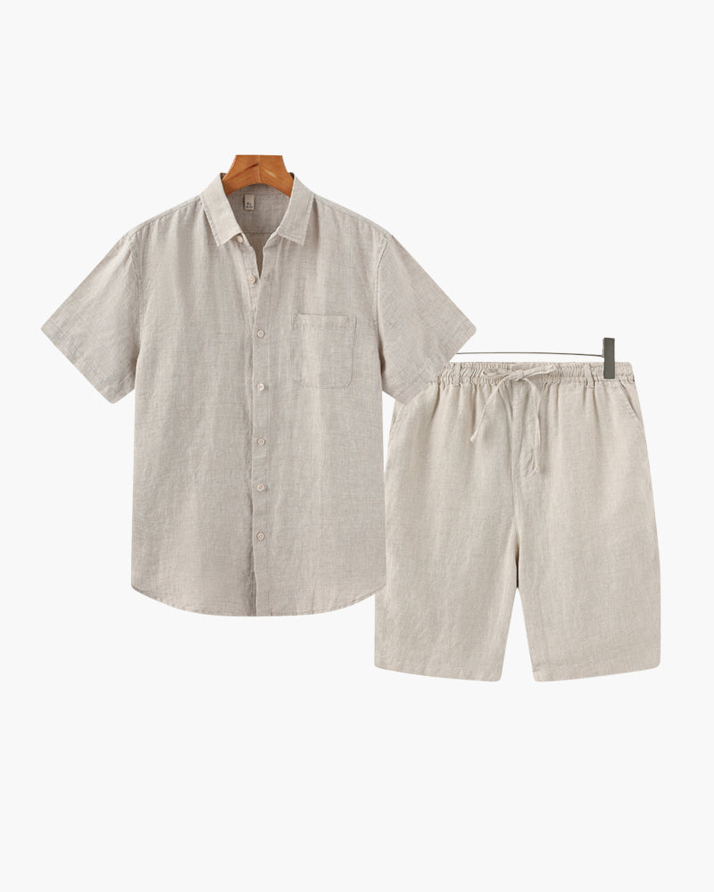 Olivine Men's Linen Shorts | 100% Lightweight Fabric, Casual 0