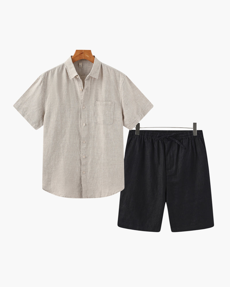 Olivine Men's Linen Shorts | 100% Lightweight Fabric, Casual 1