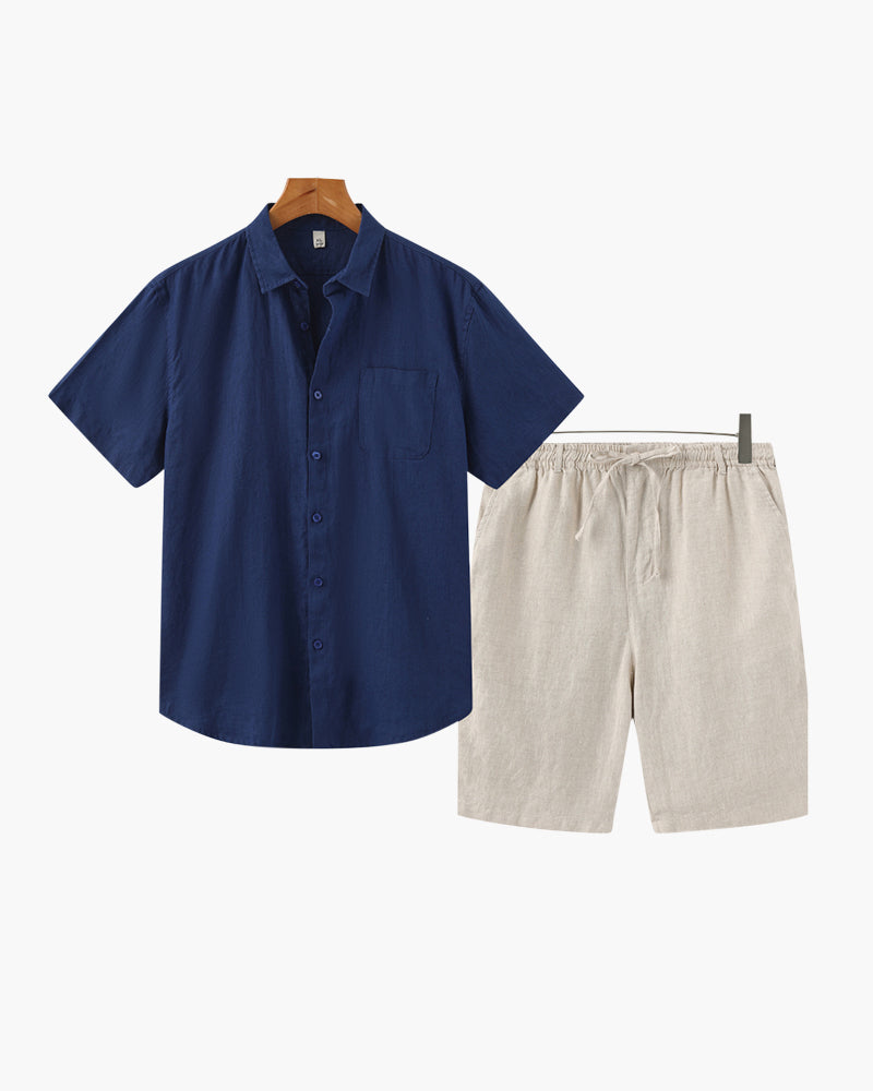 Olivine Men's Linen Shorts | 100% Lightweight Fabric, Casual 4